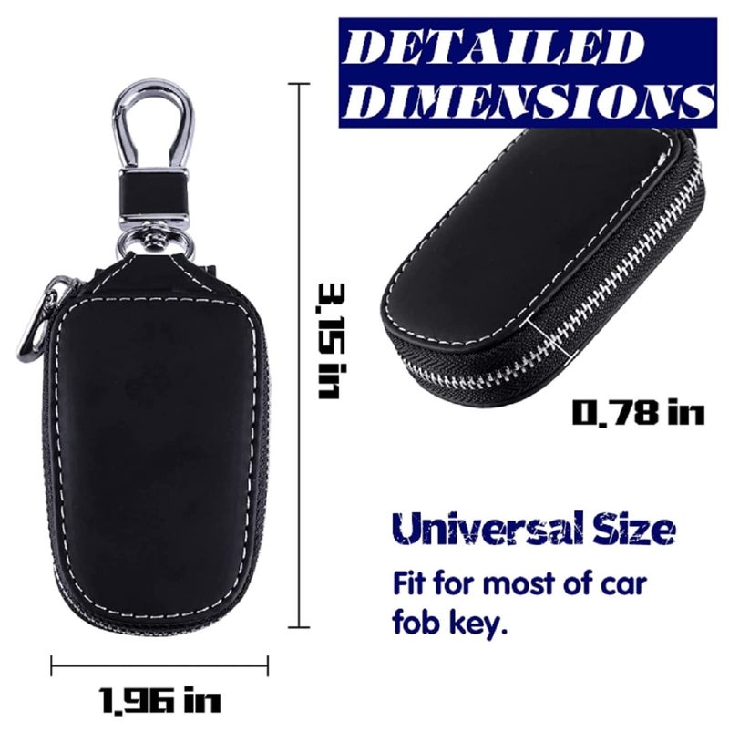 CONTACTS حافظة مفتاح السيارة عن بُعد من جلد PU | حامل مفتاح حماية ذكي لمفتاح السيارة | حقيبة سلسلة المفاتيح | محفظة مفتاح السيارة عن بُعد (أسود، عبوة من 2) - Image 3