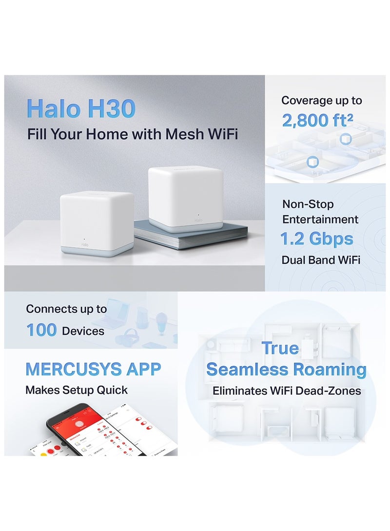 MERCUSYS Halo H30 AC1200 Whole Home Mesh Wi-Fi System White - Image 5