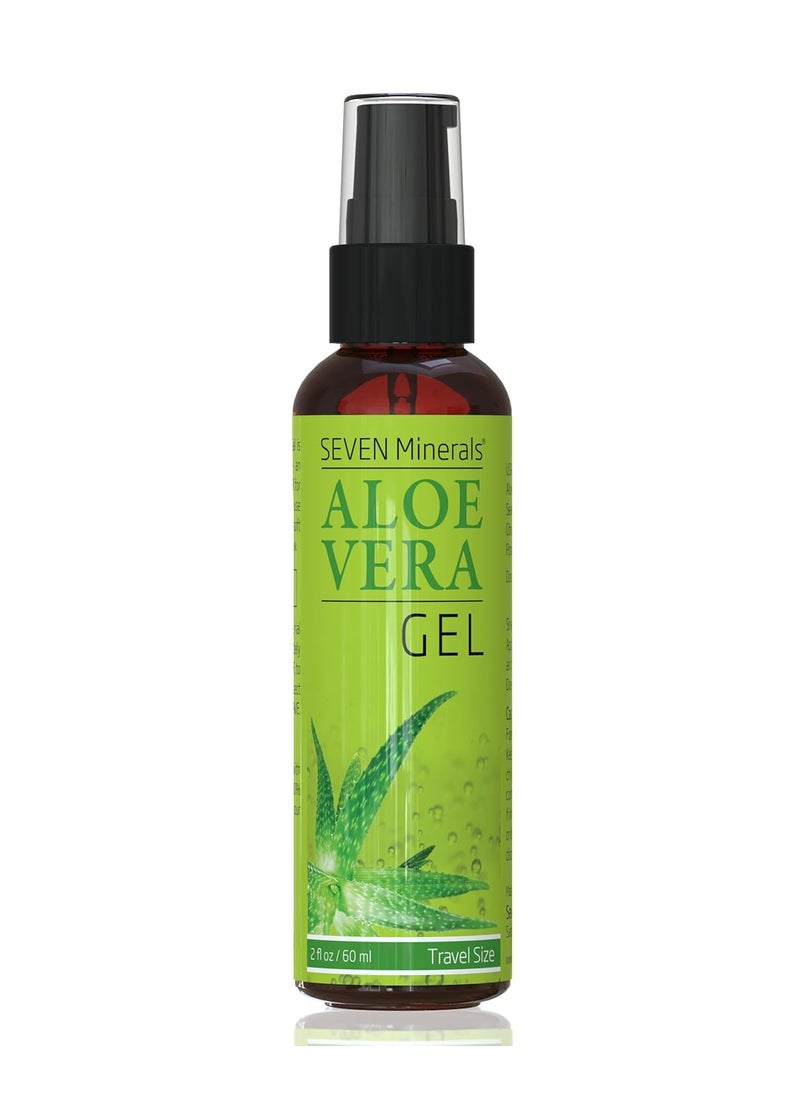 Seven Minerals Seven Minerals Travel Size Organic Aloe Vera Gel from freshly cut 100 Pure Aloe  2 Fl Oz  HighestQuality Texas grown Vegan Unscented  For Face Skin Hair Sunburn relief 2 Fl Oz 