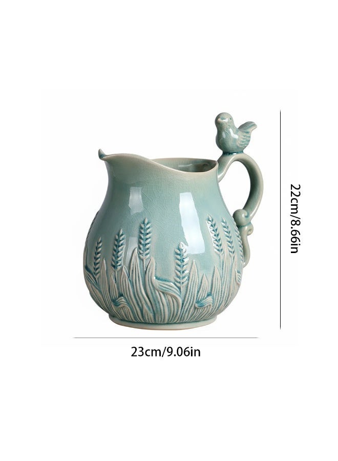 A vase with a bird-shaped handle, 8.66 inches tall, made of ceramic, suitable for home décor. - Image 2