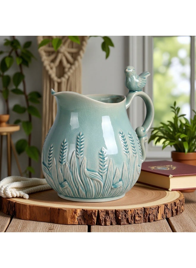 A vase with a bird-shaped handle, 8.66 inches tall, made of ceramic, suitable for home décor. - Image 5