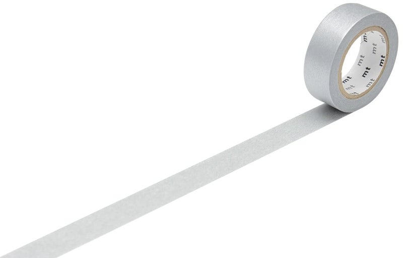 MT mt Solids Washi Paper Masking Tape, 15 mm X 10 mtrs (Silver)  - Image 1