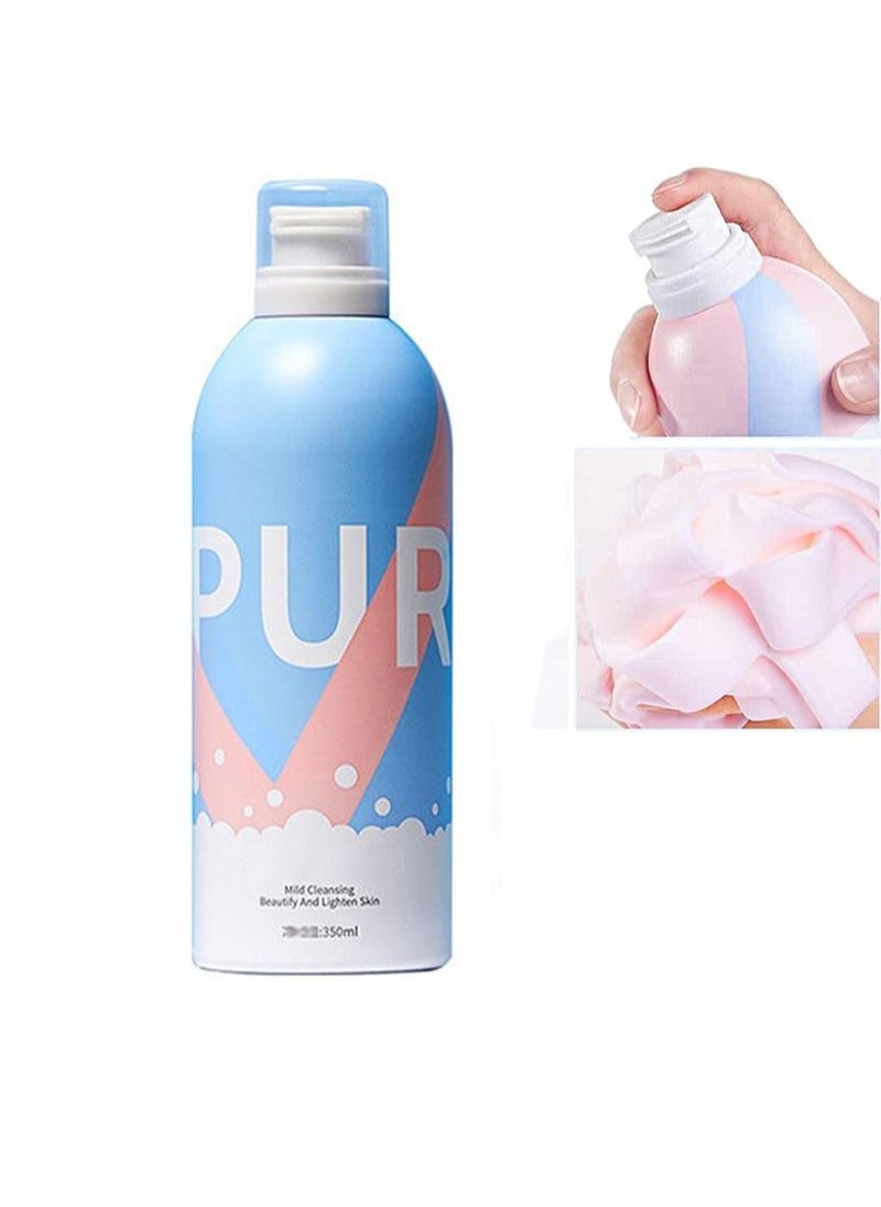 HaLunhi - Mousse Shower Gel, Natural Foam Shower Gel, Nourishing Skin Deep Cleansing, Quick Moisturizing and Firming Skin, Shower Milk (Blue Mousse 350ml) - Image 1