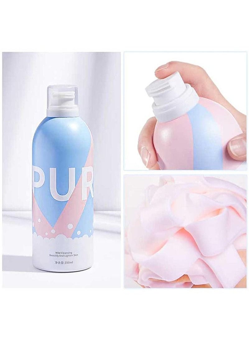 HaLunhi - Mousse Shower Gel, Natural Foam Shower Gel, Nourishing Skin Deep Cleansing, Quick Moisturizing and Firming Skin, Shower Milk (Blue Mousse 350ml) - Image 1
