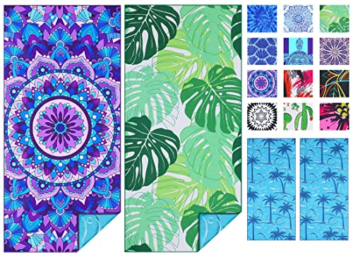 TwoYek 2 Pack Microfiber Thin Beach Towel Lightweight 71x32 Oversized Extra Large Sand Free Towels Quick Dry for Travel Pool Yoga Gym Sports Beach Accessories Vacation Essential Gift - Image 1