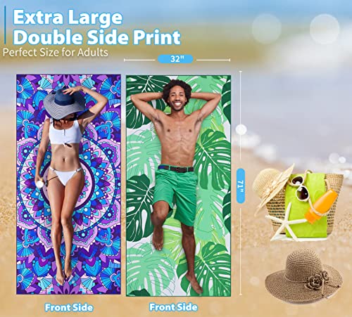 TwoYek 2 Pack Microfiber Thin Beach Towel Lightweight 71x32 Oversized Extra Large Sand Free Towels Quick Dry for Travel Pool Yoga Gym Sports Beach Accessories Vacation Essential Gift - Image 3