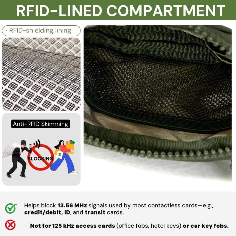 YDF 2nd Gen RFID Blocking Small Wallet for Women, Nylon Wristlet Coin Purse with ID Window & Lipstick Holder, 3-Zipper Mini Keychain Pouch Green - Image 4