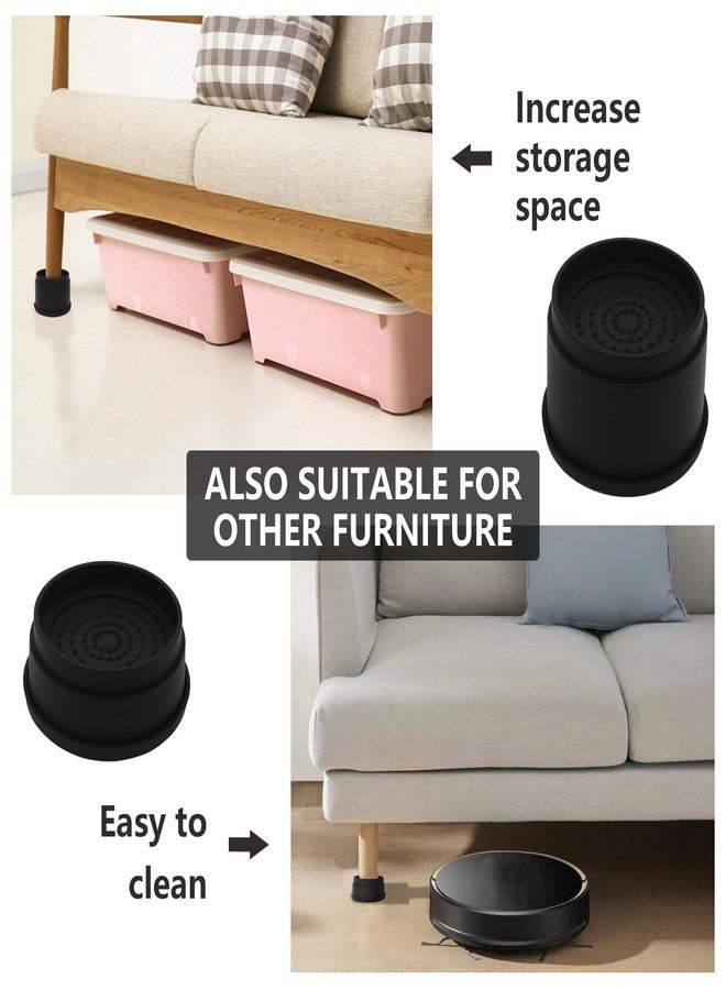 HANIHUA 4 Sets Furniture Risers 2 inch Black Bed Risers, Heavy Duty Round Stackable Bed Lifts Risers 2" or 4" for Table, Sofa, Couch, Desk, Adjustable Bed Frame Risers - Image 4
