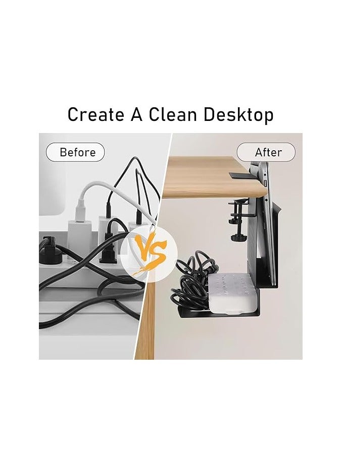 جرين تايجر مساحة تخزين جانبية للمكتب، مساحة تخزين تحت المكتب، منظم مكتب معلق من الفولاذ بدون حفر، حامل كمبيوتر محمول، حامل تخزين مكتبي للمكتب والمنزل - Image 5