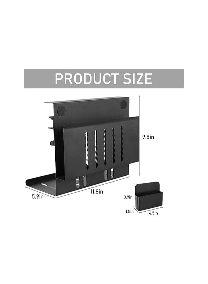 جرين تايجر مساحة تخزين جانبية للمكتب، مساحة تخزين تحت المكتب، منظم مكتب معلق من الفولاذ بدون حفر، حامل كمبيوتر محمول، حامل تخزين مكتبي للمكتب والمنزل - Image 3