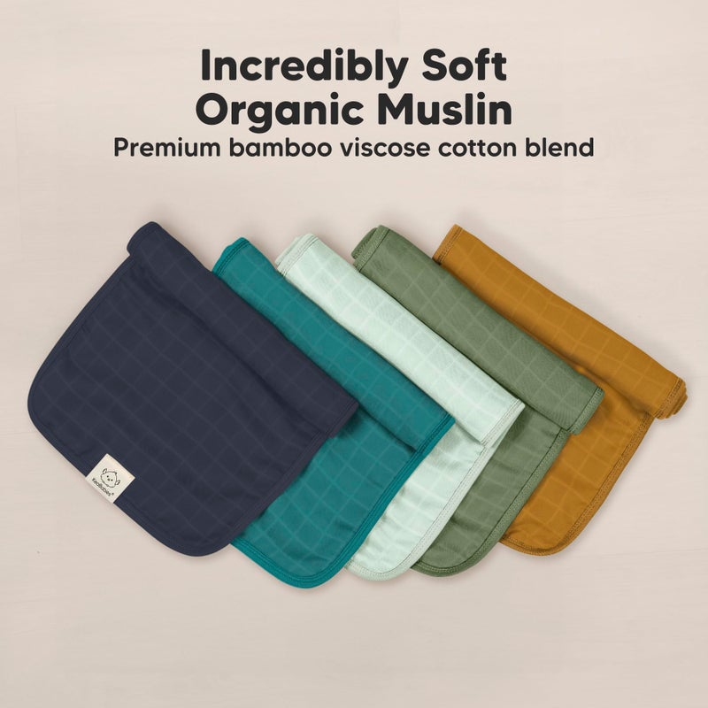 KeaBabies Cotton Muslin Burp Cloths Baby Boy, Girl - 5-Pack Soft & Absorbent Burping Cloth for Babies, Large Baby Towels & Washcloths for Newborn, Spit Up Rags, No Shrink, 20x10" (Eclipse) - Image 4