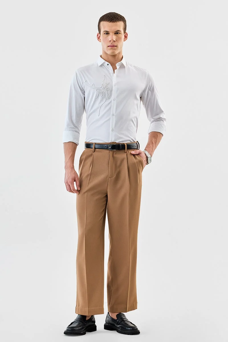 سنيتش White Embellished Long Sleeve Slim Fit Formal Luxe Shirt