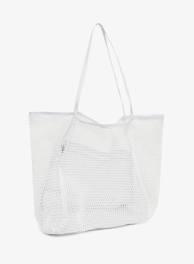 Styli White Mesh Beach Tote Bag