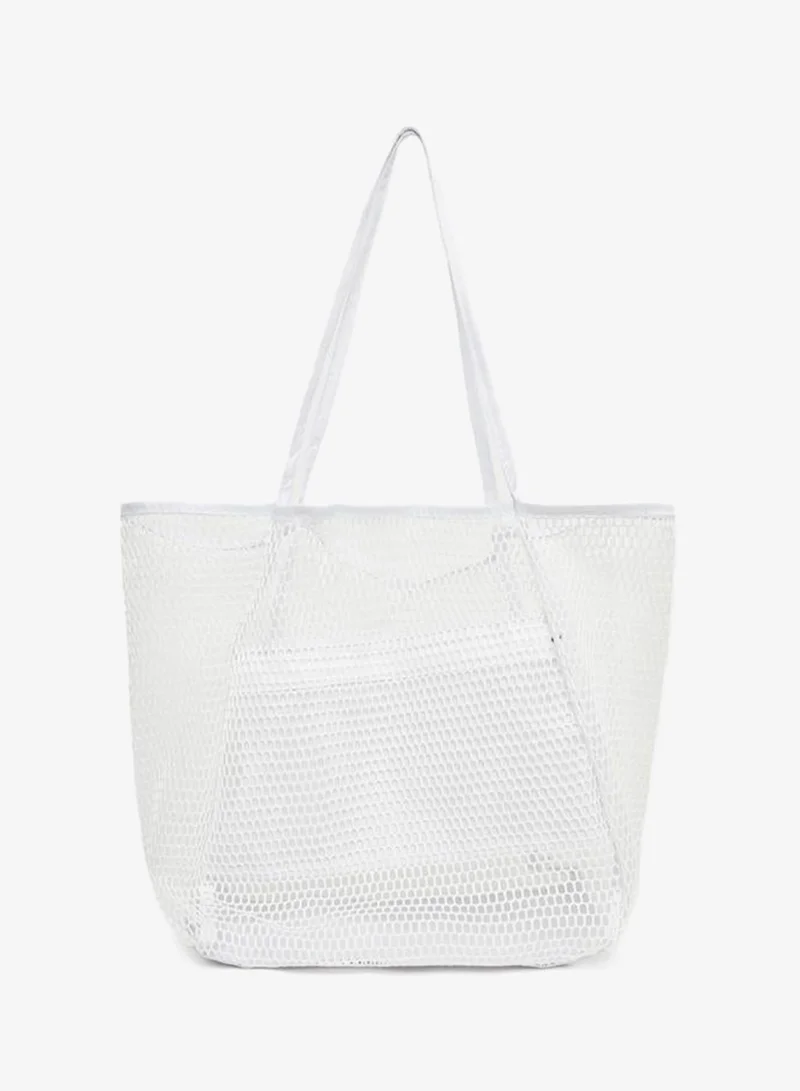 Styli White Mesh Beach Tote Bag