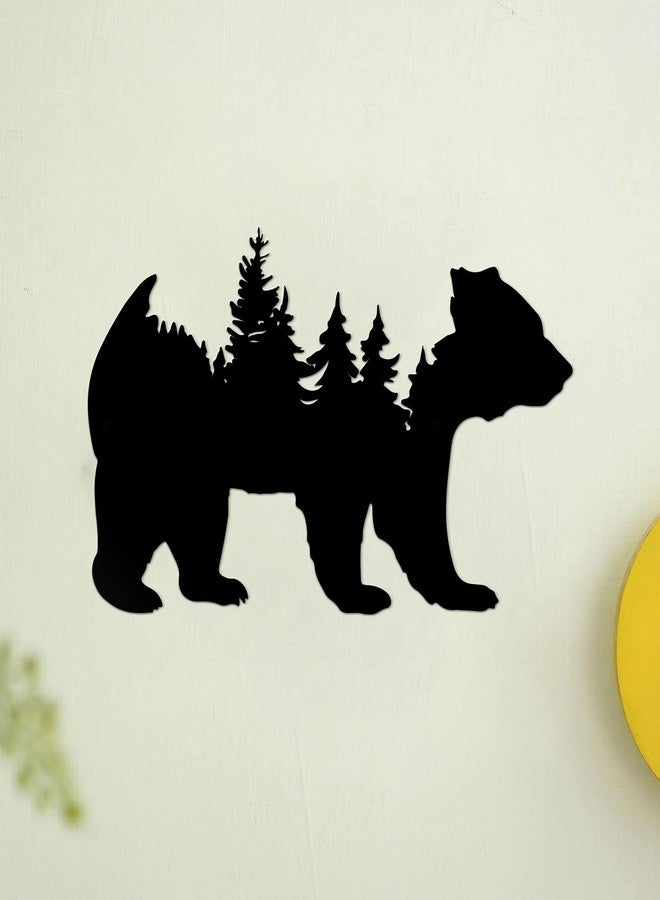 Resama Metal Wall Art Forest Modern Pine Tree Animal Bear Rustic Art Decor Wilderness Decoration Mountain Ornaments for Living Room Bedroom Indoor and Outdoor Supplies(Black) - Image 3