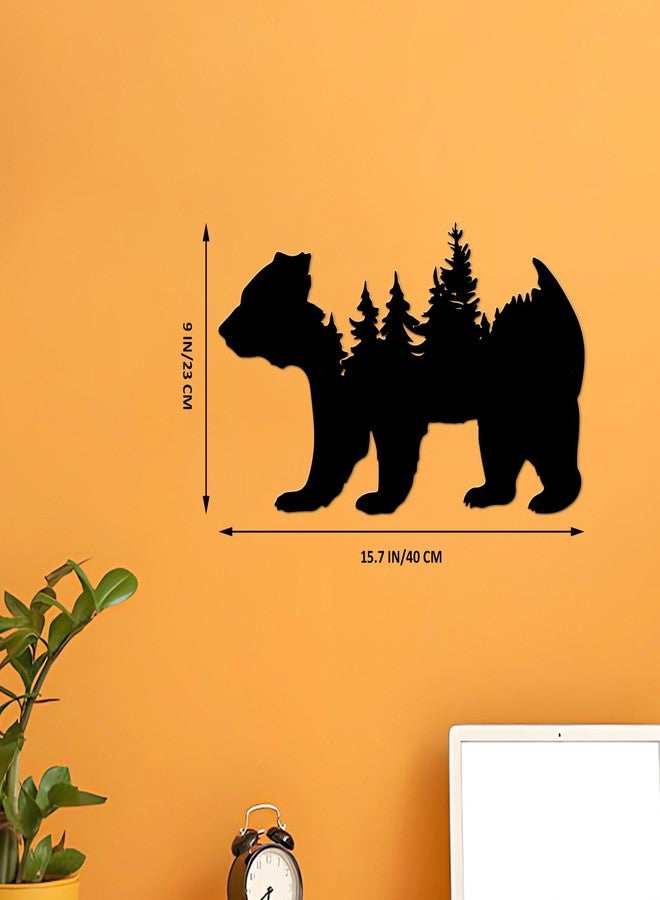 Resama Metal Wall Art Forest Modern Pine Tree Animal Bear Rustic Art Decor Wilderness Decoration Mountain Ornaments for Living Room Bedroom Indoor and Outdoor Supplies(Black) - Image 4