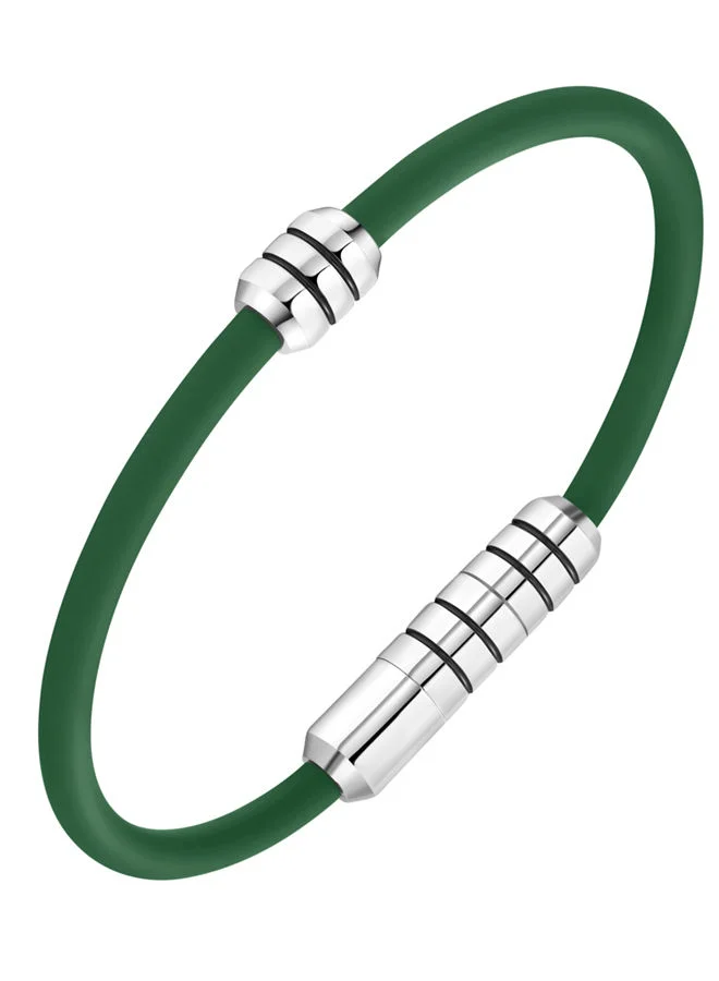 POLICE Kingpins Bracelet for Men Stainless Steel with Green SiliconPEAGB0005405