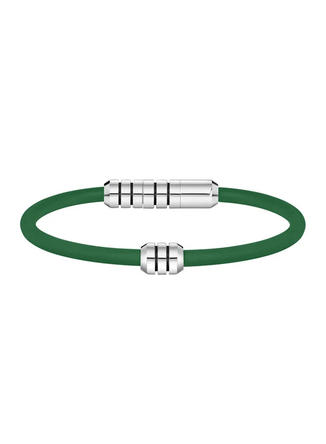 POLICE Kingpins Bracelet for Men Stainless Steel with Green SiliconPEAGB0005405