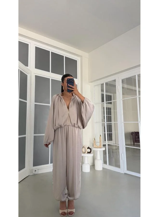 Stone Cardigan, Palazzo Pants, Dual Satin Set GAUS-01890.