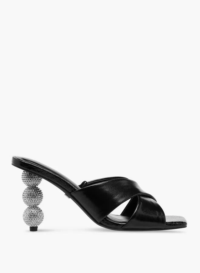 Celeste Women'S Embellished Slip-On Cross Strap Sandals With Stiletto Heels