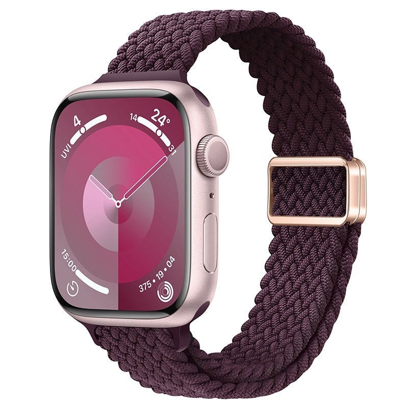 CHOiCE For Watch Series 6 44mm Slim Magnetic Buckle Nylon Braided Watch Band(Crimson Cherry) - Image 1