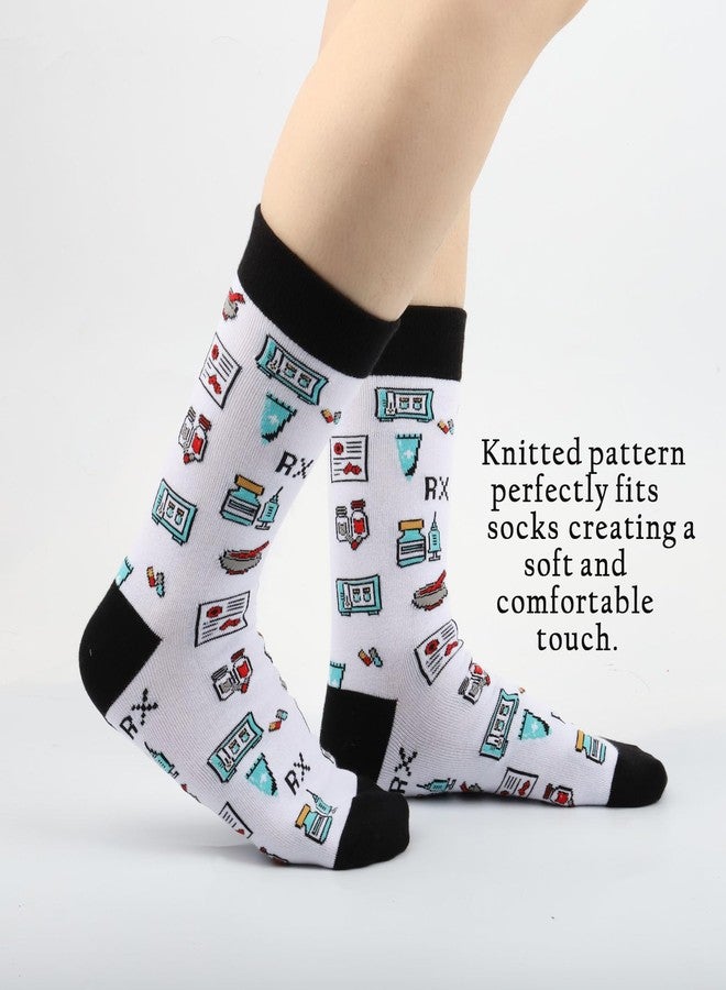 TOBGBE 2 Pairs Pharmacist Socks Pharmacist Thank You Gift Pharmacy Graduation Gift Medical Theme Gift (Pharmacist Socks) - Image 3