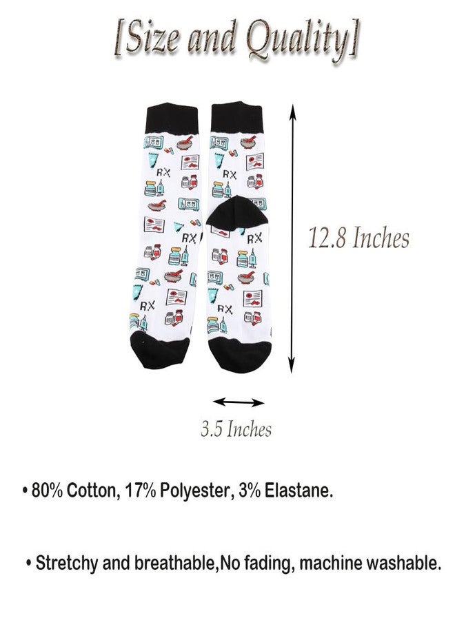 TOBGBE 2 Pairs Pharmacist Socks Pharmacist Thank You Gift Pharmacy Graduation Gift Medical Theme Gift (Pharmacist Socks) - Image 2