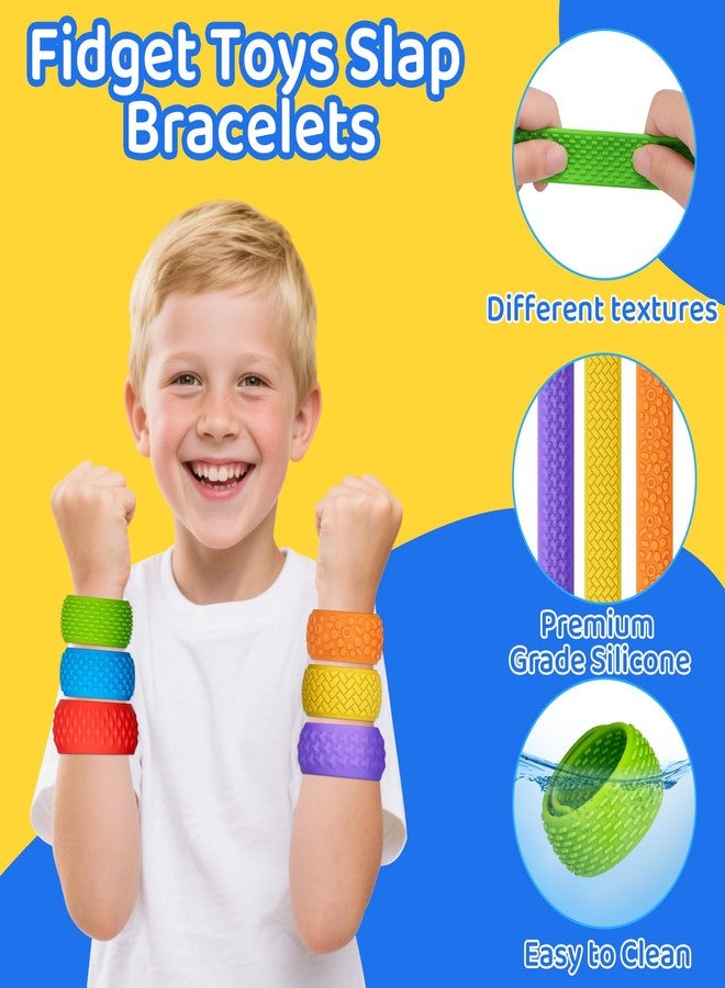 Nothomme Textured Fidget Toys Slap Bracelets for Kids, Teens, Adults, 6 Pack Textured Sensory Bracelets for Anxiety and Stress Relief for Work, Office, Travel or Study - Image 3