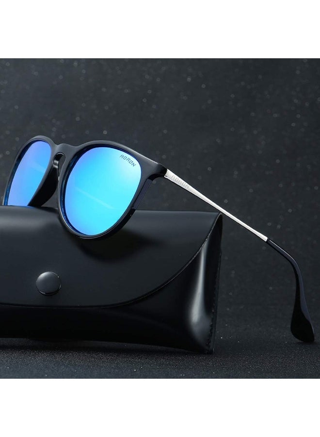 NALANDA NALANDA Polarized Aviator Sunglasses With UV400 Mirrored Lens Metal PC Frame, Men's Women's Glasses For Outdoor Travel Driving Daily Use Etc.(Black & Blue-4171) - Image 3