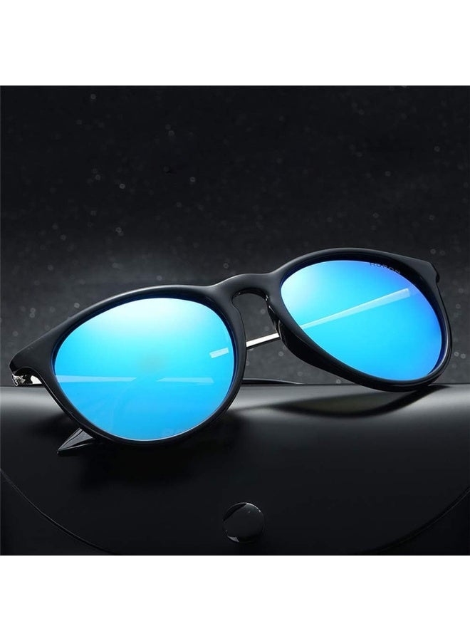 NALANDA NALANDA Polarized Aviator Sunglasses With UV400 Mirrored Lens Metal PC Frame, Men's Women's Glasses For Outdoor Travel Driving Daily Use Etc.(Black & Blue-4171) - Image 4