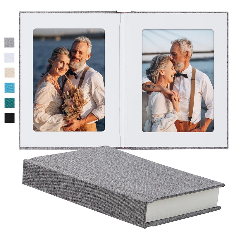 Pssoss Photo Album 5x7 with Writing Space Linen Cover 5x7 Photo Album Book Holds 20 Photos Ideal for Wedding Theme-Album and Baby Photo Albums(Gray 20 Pockets) - Image 1