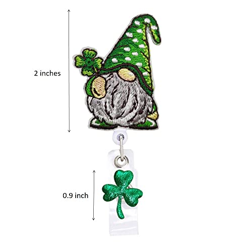 ReelFun Irish Gnome St Patrick's Day Retractable Badge Reel ID Tag, Shamrock Clover Badge Holder, with Alligator Clip,24in Nylon Cord, Nurse Office Employee Name Badge - Image 2