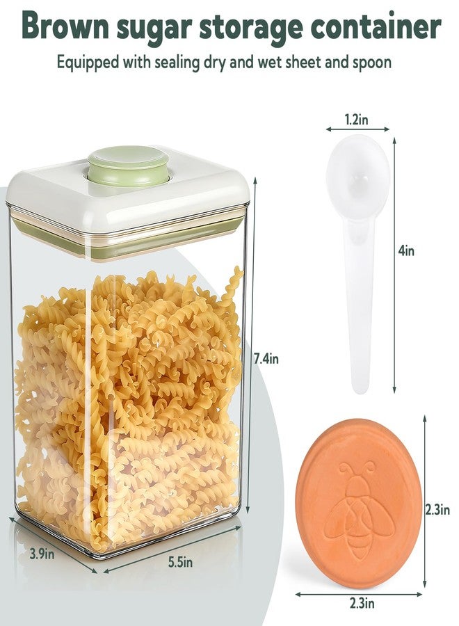 VZZNN 2 Pack POP Airtight Brown-Sugar Keeper-Container - Cereal Containers Storage 1.9Qt(61Oz/1.8L) Tablespoon Scoop Suitable for Storing Grains, Snacks, Dried Fruits etc,Stackable One-Touch Opening - Image 2