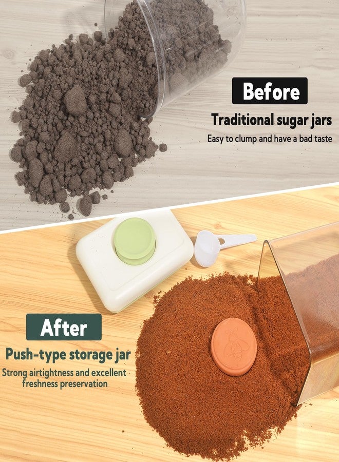 VZZNN 2 Pack POP Airtight Brown-Sugar Keeper-Container - Cereal Containers Storage 1.9Qt(61Oz/1.8L) Tablespoon Scoop Suitable for Storing Grains, Snacks, Dried Fruits etc,Stackable One-Touch Opening - Image 4