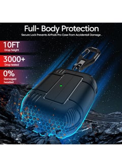 Sounce Sounce AirPods Pro 2 Case Cover with Security Lock and Keychain Wireless Charging Protective Tough Rugged Shockproof Case for Apple AirPod Pro 2nd Gen (2022) - Black  - Image 4