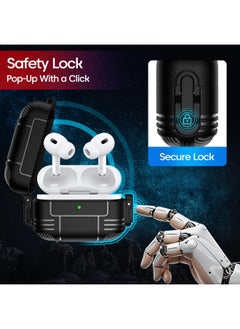 Sounce Sounce AirPods Pro 2 Case Cover with Security Lock and Keychain Wireless Charging Protective Tough Rugged Shockproof Case for Apple AirPod Pro 2nd Gen (2022) - Black  - Image 5