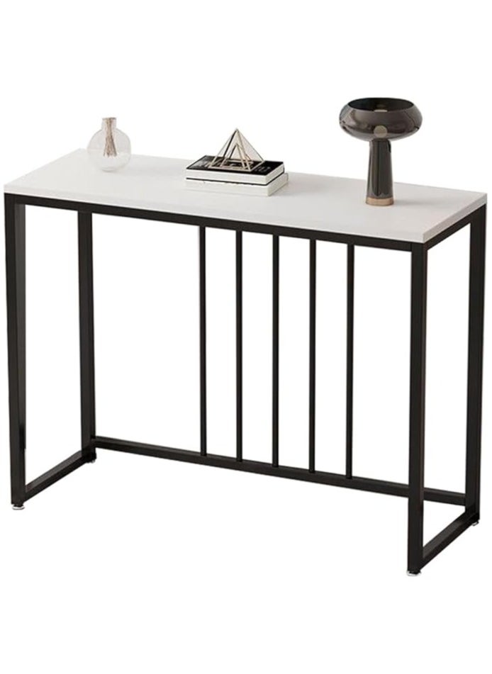 AGD - Entryway Console Table, Narrow MDF Side Table, Stainless Steel Frame and Bases, Table for Hallway and Living Room, White - Image 1
