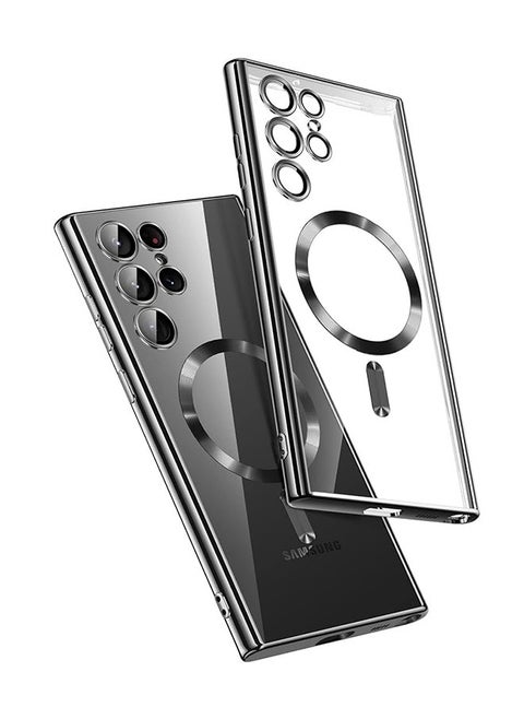 Galaxy S24 Ultra Magnetic Case Compatible with Mag-Safe, Luxury Plating Design Galaxy S24 Ultra Case with Camera Lens Protector Soft TPU Bumper for Samsung Galaxy S24 Ultra 6.8”