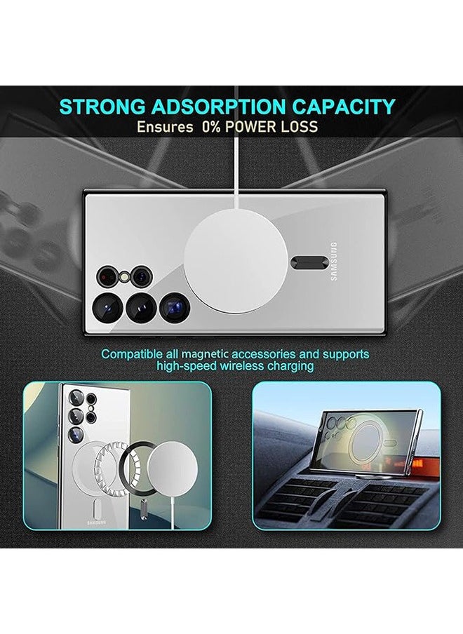 Galaxy S24 Ultra Magnetic Case Compatible with Mag-Safe, Luxury Plating Design Galaxy S24 Ultra Case with Camera Lens Protector Soft TPU Bumper for Samsung Galaxy S24 Ultra 6.8”