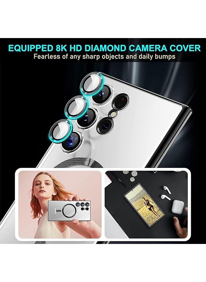 Galaxy S24 Ultra Magnetic Case Compatible with Mag-Safe, Luxury Plating Design Galaxy S24 Ultra Case with Camera Lens Protector Soft TPU Bumper for Samsung Galaxy S24 Ultra 6.8”
