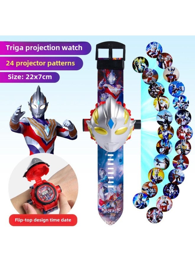 Ultraman Projection Watch Degas Children's Edition Electronic Cello Belia Luminous Boys Kindergarten Children's Day Toy-Color:Special Gamma Projection Watch (24 Pictures Can See The Time)-Specifications:Opp Bag  - Image 1