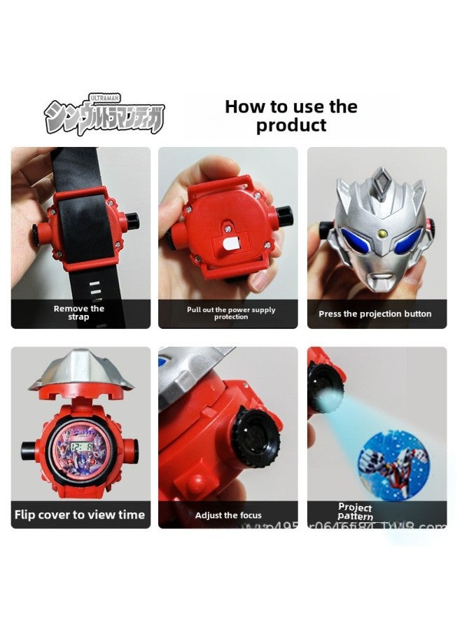 Ultraman Projection Watch Degas Children's Edition Electronic Cello Belia Luminous Boys Kindergarten Children's Day Toy-Color:Special Gamma Projection Watch (24 Pictures Can See The Time)-Specifications:Opp Bag  - Image 5