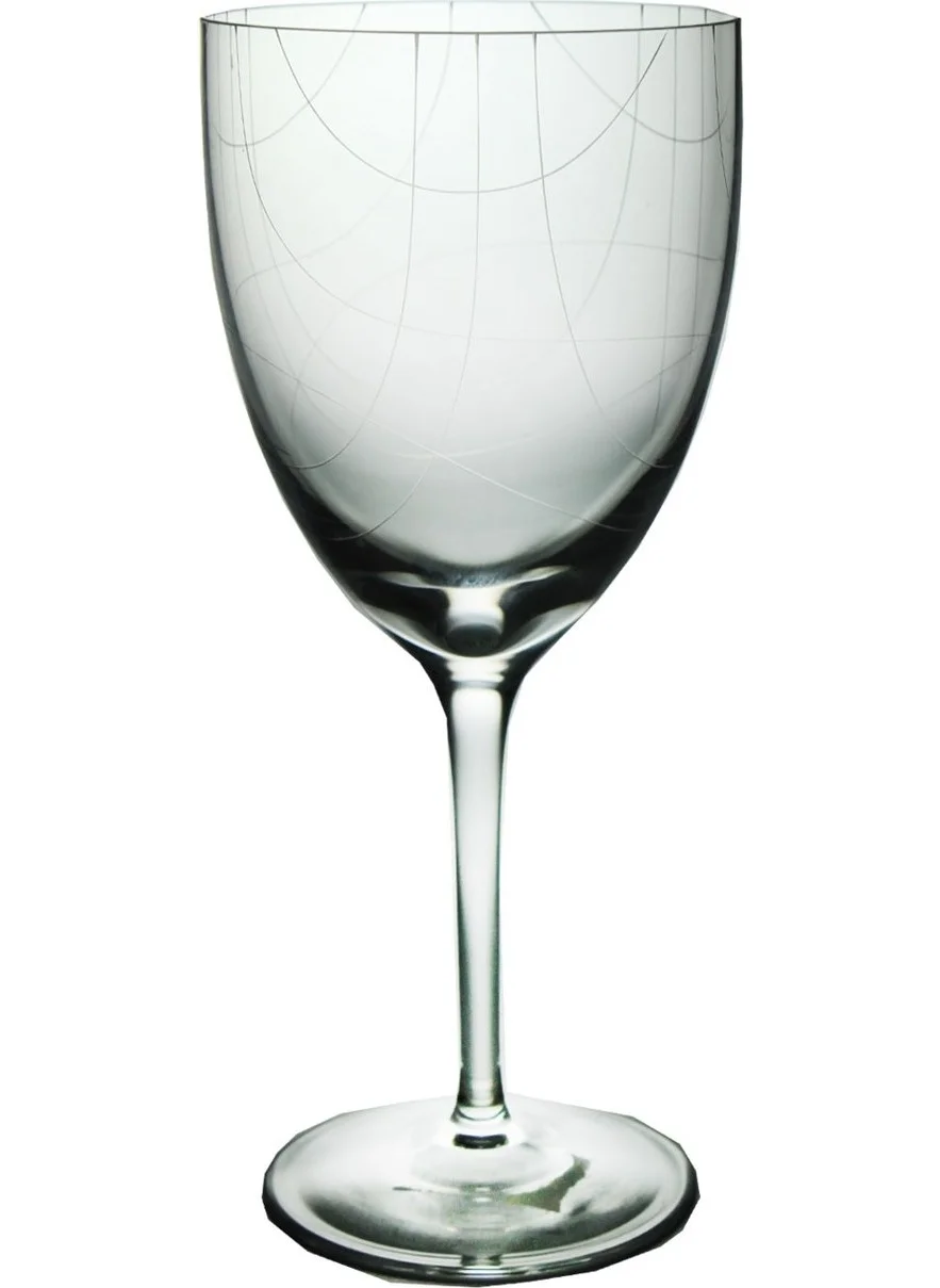 Paşabahçe Hand Made Line Pattern Crystal Wine Glass 1 Piece 11883 Transparent