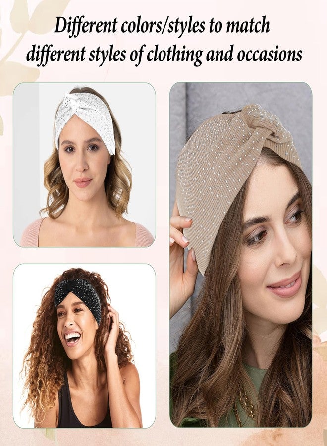 Larrel 3Pcs Glitter Head Scarf,Sparkly Crystal Bling Headbands with Stretchy,Fancy Headbands for Women Glitter Headband Rhinestone Turban Head Scarf Non Slip Sports Hair Wraps for Women Workout Yoga Exercise - Image 3