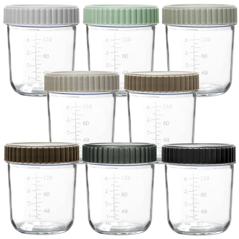 Youngever Glass Baby Food Storage, 6 Ounce Baby Food Glass Containers with Airtight Lids, Glass Jars with Lids (8 Urban Colors) - Image 1
