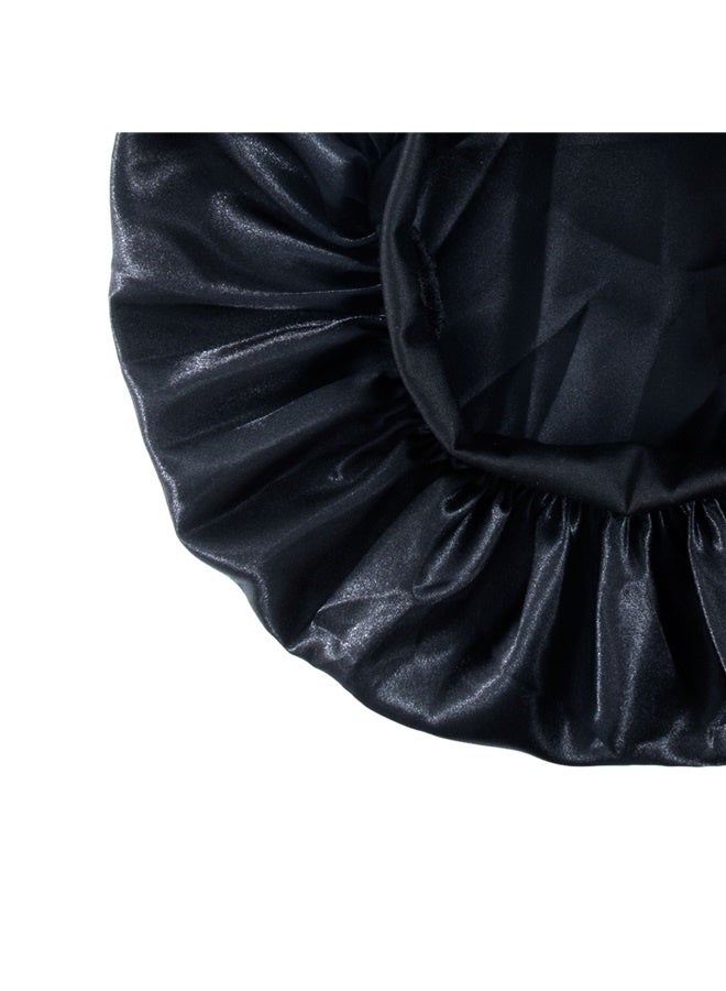 yongsheng Satin Bonnet Silk Curly Natural Long Hair Sleep Cap Women,Extra Large Satin Bonnet Hair Cap, 30cm Silk Bonnet for Sleeping, Jumbo Silk Sleep Cap for Women Braids Curly Hair Locs 1Pcs (Black) - Image 3
