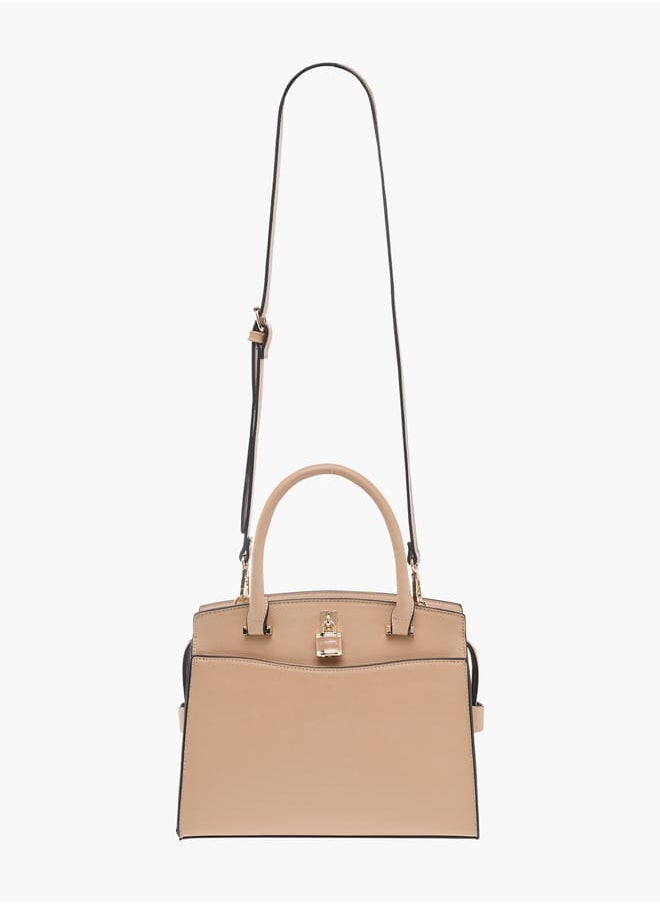 Celeste Solid Tote Bag with Lock Charm and Detachable Strap  - Image 2