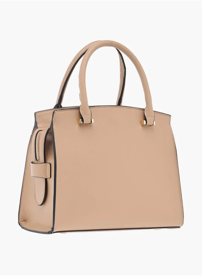 سيليست Solid Tote Bag with Lock Charm and Detachable Strap