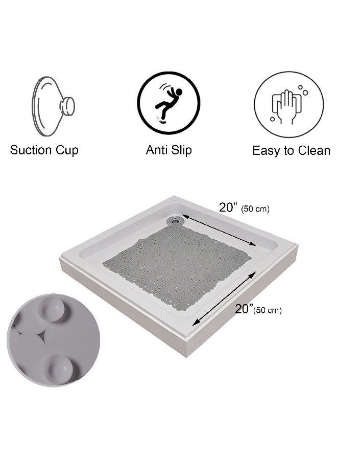 EVIDECO PVC Non-Slip Square Shaped Shower Mat with Bubbles Pearl Grey 50 x 50 cm 7216182 - Image 3