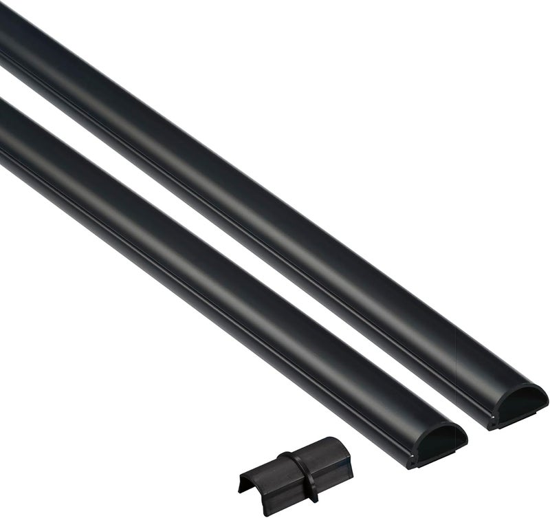 D-Line 31.4in TV Cord Hider, Patented Half Round Cable Cover, Hide Wall Mount TV Wires, Hinged One-Piece Cable Concealer, Adhesive, Decorative Raceway - 2X 0.78in W x 0.39in H x 15.7in L - Black - Image 1